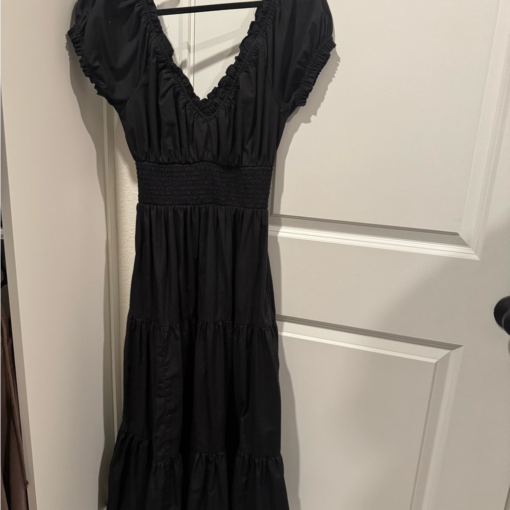Abercrombie & Fitch Cap Sleeve Smocked Waist Midi Dress